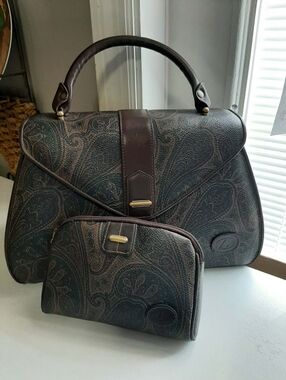 LIZ CLAIBORNE 1988 Vintage/Retired Paisley Satchel 3 Pc Set